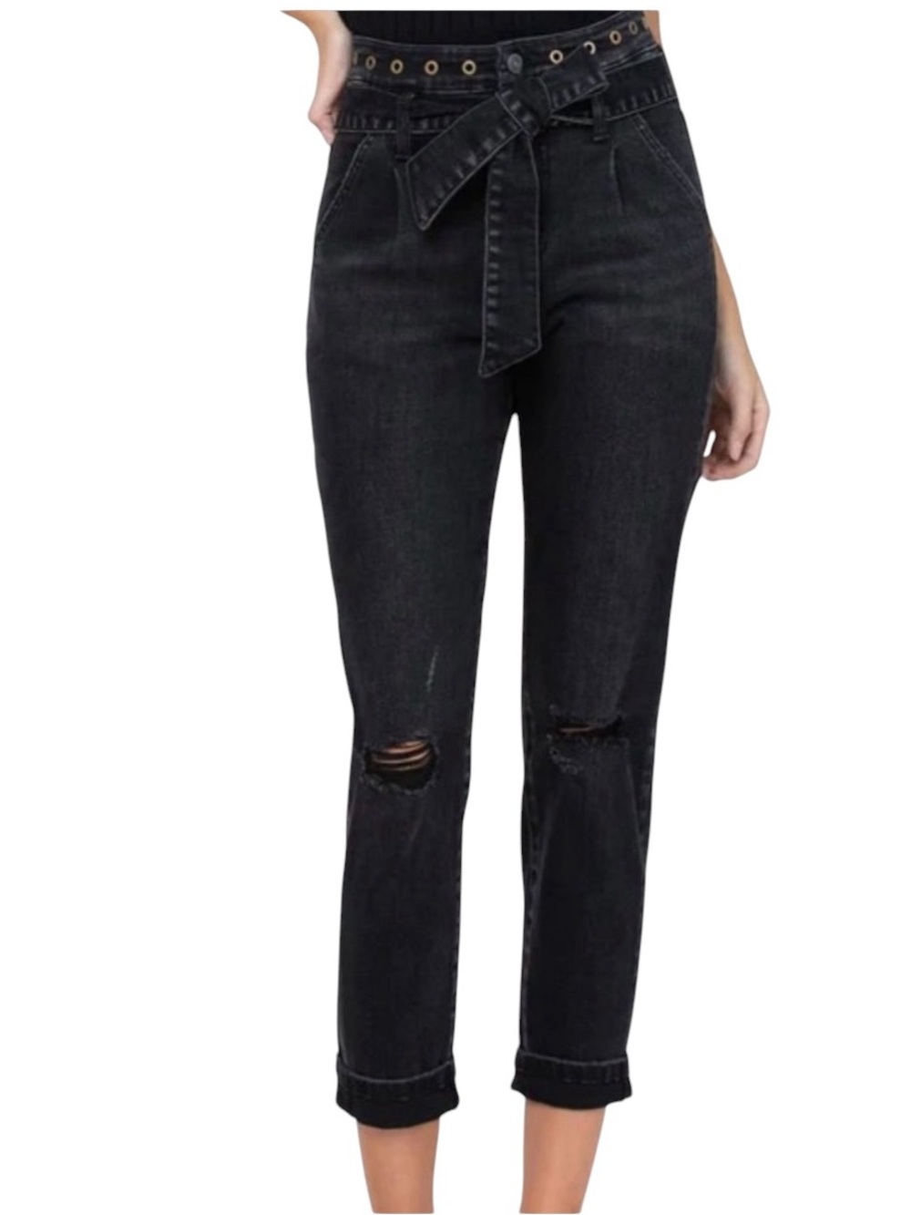 Vervet•Erika High Rise Distressed Mom Stretch Jeans